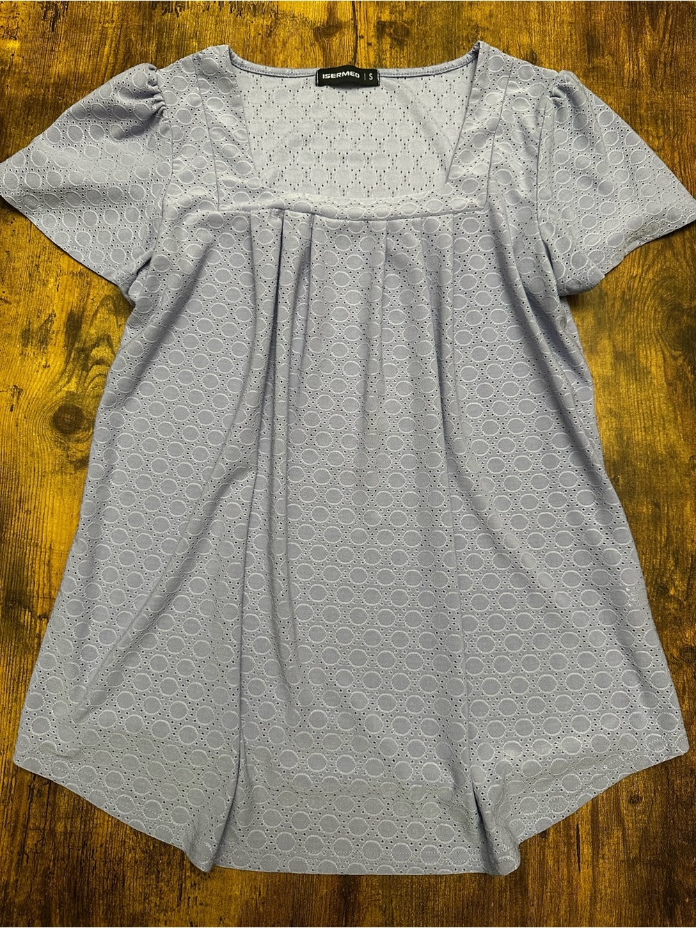 ISERMEO periwinkle Square-Neck Eyelet Tunic Top #142